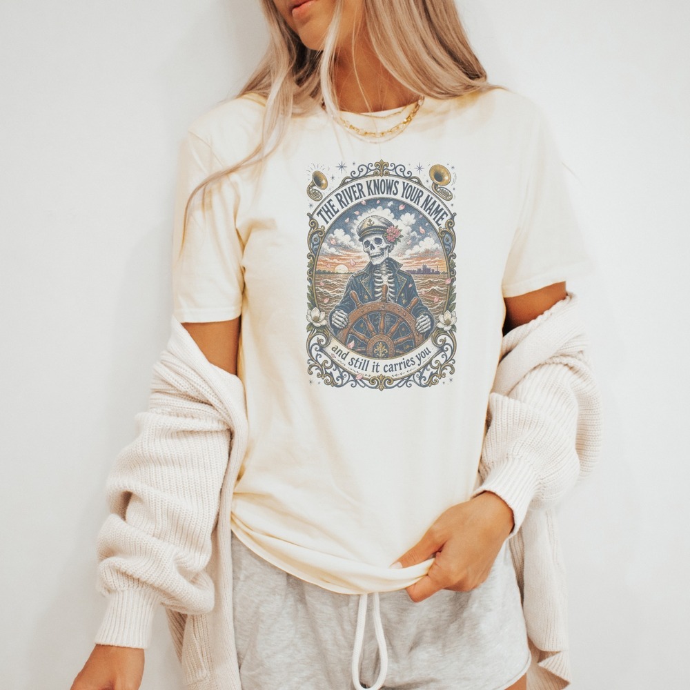 Skeleton Captain River Knows Your Name Graphic Tee Vintage Baroque